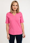 Olsen Simple V Neck T-Shirt, Rose Pink