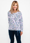 Olsen Paisley Outline Print Sweater, Cornflower Multi