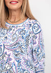 Olsen Paisley Outline Print Sweater, Cornflower Multi