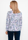 Olsen Paisley Outline Print Sweater, Cornflower Multi