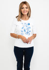 Olsen Petal Graphic T-Shirt, White & Blue