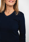 Olsen Studded V Neck T-Shirt, Navy