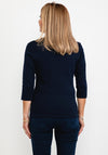 Olsen Studded V Neck T-Shirt, Navy