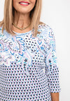 Olsen Paisley Outline & Petal Print T-Shirt, Cornflower Multi