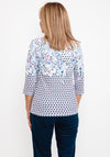 Olsen Paisley Outline & Petal Print T-Shirt, Cornflower Multi