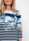 Olsen Floral & Stripe Print Top, Navy Multi