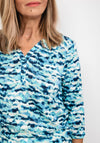 Olsen Blur Pattern Top, Blue Multi