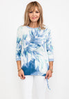 Olsen Leaf Print Tie Hem T-Shirt, Blue Multi