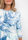 Olsen Leaf Print Tie Hem T-Shirt, Blue Multi