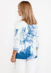 Olsen Leaf Print Tie Hem T-Shirt, Blue Multi