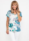 Olsen Scale & Floral T-Shirt, Green Multi