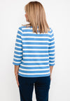 Olsen Henny Striped Drawstring Neck Sweater, Cornflower