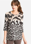 Olsen Abstract Print T-Shirt, Brown & Beige