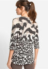 Olsen Abstract Print T-Shirt, Brown & Beige