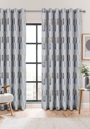 Aura Omari 90 x 90 Eyelet Curtains, Pebble