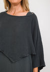 One Life Vanna One Size Cropped Poncho Top, Graphite