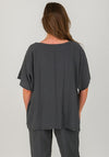 One Life Carol One Size Relaxed Fit Cotton Top, Graphite Grey