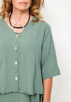 One Life Ronie Button Front Top, Agave