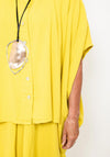 One Life Italy Curved Hem Buttoned Overtop, Lime