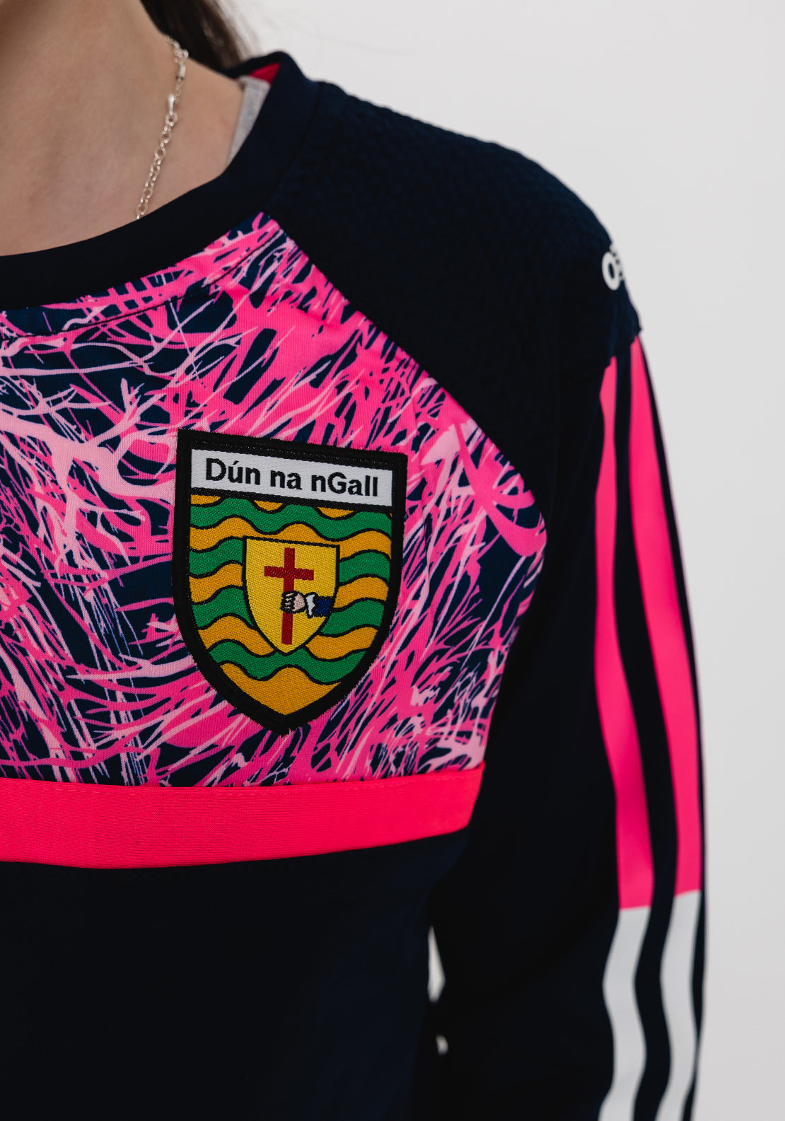 O’Neills Donegal GAA Kids Peak Brushed Top, Marine and Pink