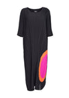 Ora Pleated Tunic Midi Dress, Black Multi