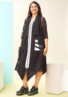 Ora Monochrome Split Hem Dress, Black & White
