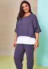 Ora Contrast Oversized Top, Denim Blue & White