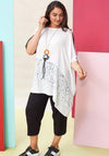 Ora Mesh Sleeve Print Top, White & Black