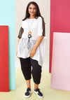 Ora Mesh Sleeve Print Top, White & Black