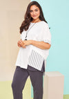 Ora Mesh Stripe Panel Asymmetric Top, White