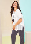 Ora Mesh Stripe Panel Asymmetric Top, White