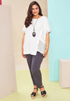 Ora Mesh Stripe Panel Asymmetric Top, White