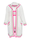 Ora Cardigan & Vest Top Two Piece, White & Pink