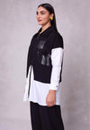 Ora Shirt Detail Zip Jacket, Black & White
