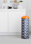 Orla Kiely Retro Silent Bin by Brabantia in Linear Stem Print, Charcoal, 12ltr