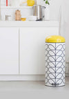 Orla Kiely Retro Silent Bin by Brabantia Kiely in Linear Stem Print, Cream, 20ltr