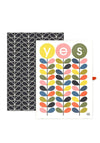 Orla Kiely Yes Linear Stem Set of 2 Tea Towels, White Multi