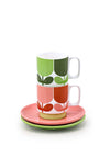 Orla Kiely Set Of 2 Espresso Cups, Multicoloured
