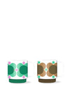 Orla Kiely Atomic Flower Set of 2 Mugs, Brown Multi