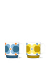 Orla Kiely Atomic Flower Set of 2 Mugs, Lime Multi