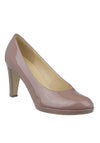 Gabor Patent Block Heeled Court Shoes, Taupe