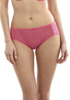 Panache Envy Houndstooth Print Lace Brief, Hot Pink