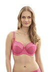 Panache Envy Houndstooth Print Lace Bra, Hot Pink