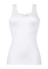 Naturana Embroidered Trim 2 Pack Cotton Vest, White