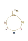 Knight & Day Moon & Stars Charm Bracelet, Gold