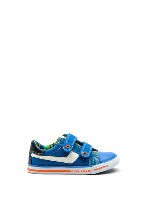 Pablosky Boys Retro Stripe Canvas Shoe, Blue