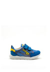 Pablosky Boys Swoosh Logo Double Strap Trainer, Blue and Yellow