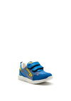 Pablosky Boys Swoosh Logo Double Strap Trainer, Blue and Yellow