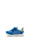 Pablosky Boys Swoosh Logo Double Strap Trainer, Blue and Yellow