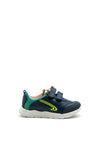 Pablosky Boys Swoosh Logo Double Strap Trainer, Navy and Green